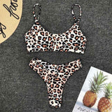 High Waist  Animal Print Thong 2pc Swimsuit