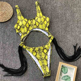 Leopard Tummy Cut Out Side Tassel 1pc Swimsuit