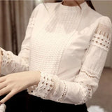 Lace Chiffon Long Sleeve Blouse