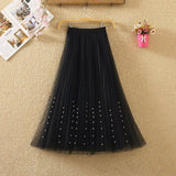 Mesh Tulle Skirt w/Beaded Accent