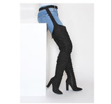 Over Knee Long Faux Suede Boots wait Belt