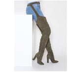 Over Knee Long Faux Suede Boots wait Belt