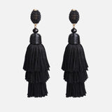 Ztech Crystal Drop Fringed Tassel Dangle Earrings