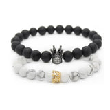 Poshfeel Crown Charm Natural Stone Beaded Bracelet