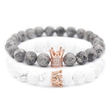 Poshfeel Crown Charm Natural Stone Beaded Bracelet