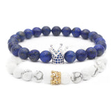 Poshfeel Crown Charm Natural Stone Beaded Bracelet