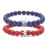 Poshfeel Crown Charm Natural Stone Beaded Bracelet