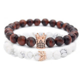 Poshfeel Crown Charm Natural Stone Beaded Bracelet