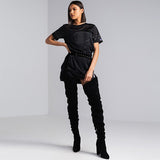 Over Knee Long Faux Suede Boots wait Belt