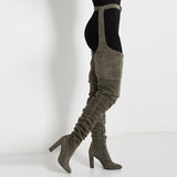 Over Knee Long Faux Suede Boots wait Belt