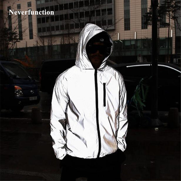 Reflective Windbreaker Waterproof Hooded Jacket-Men