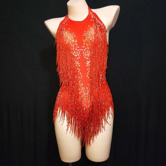 Long Fringe Sleeves Performance Dance Costume