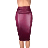 Faux Leather High Waist Slim Skirt-PS